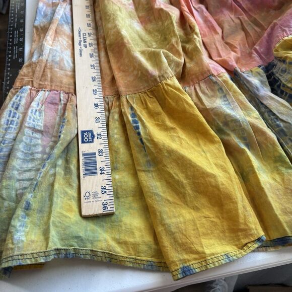 Double D Ranch Boho Maxi Skirt Peasant Tie Dye Patchwork Beaded Waist - Picture 9 of 11